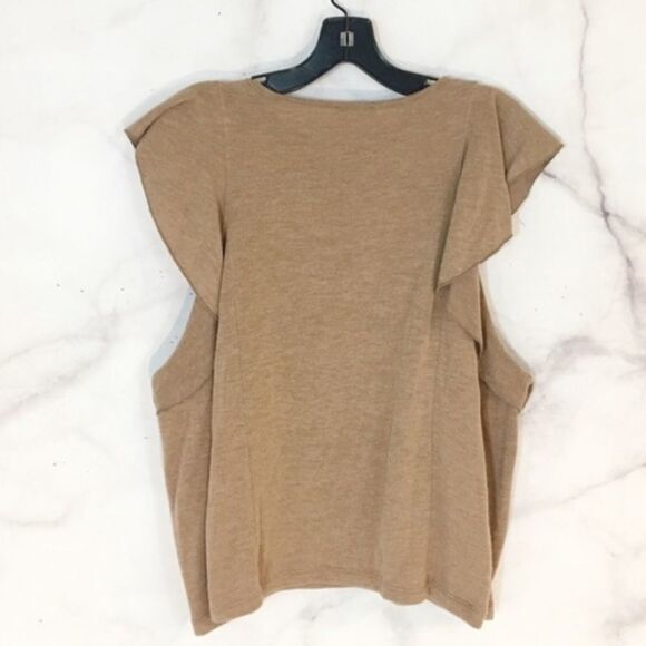 ✨HP✨Zara Camel Ruffle Open Shoulder Sweater✨ - Picture 7 of 8